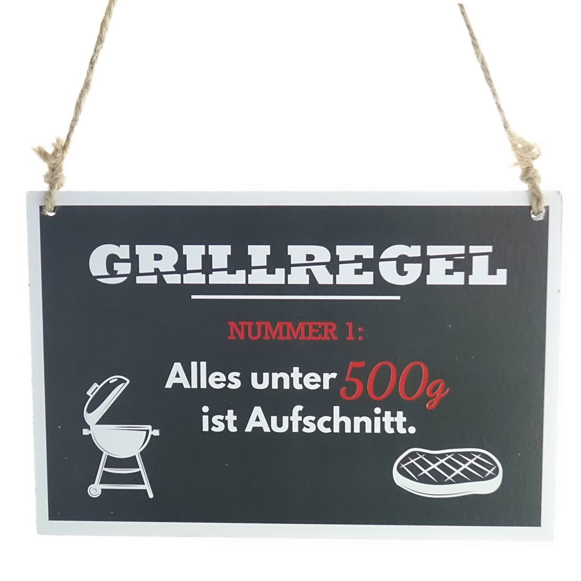 Riffelmacher BBQ-Schild Grillregel schwarz zum Hängen 18 x 12 cm - Holz |  die flora