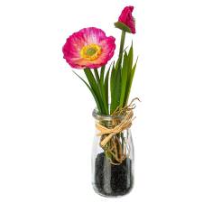 GASPER Mohn Pink in Glasvase 21 cm - Kunstblumen