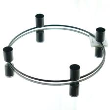 4er Stab-Kerzenhalter Metall-Adventsring Schwarz Ø 23 cm x 3,5 cm