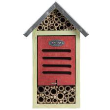Esschert Design Insektenhotel M Natur & Rot mit Reinigungsbürste